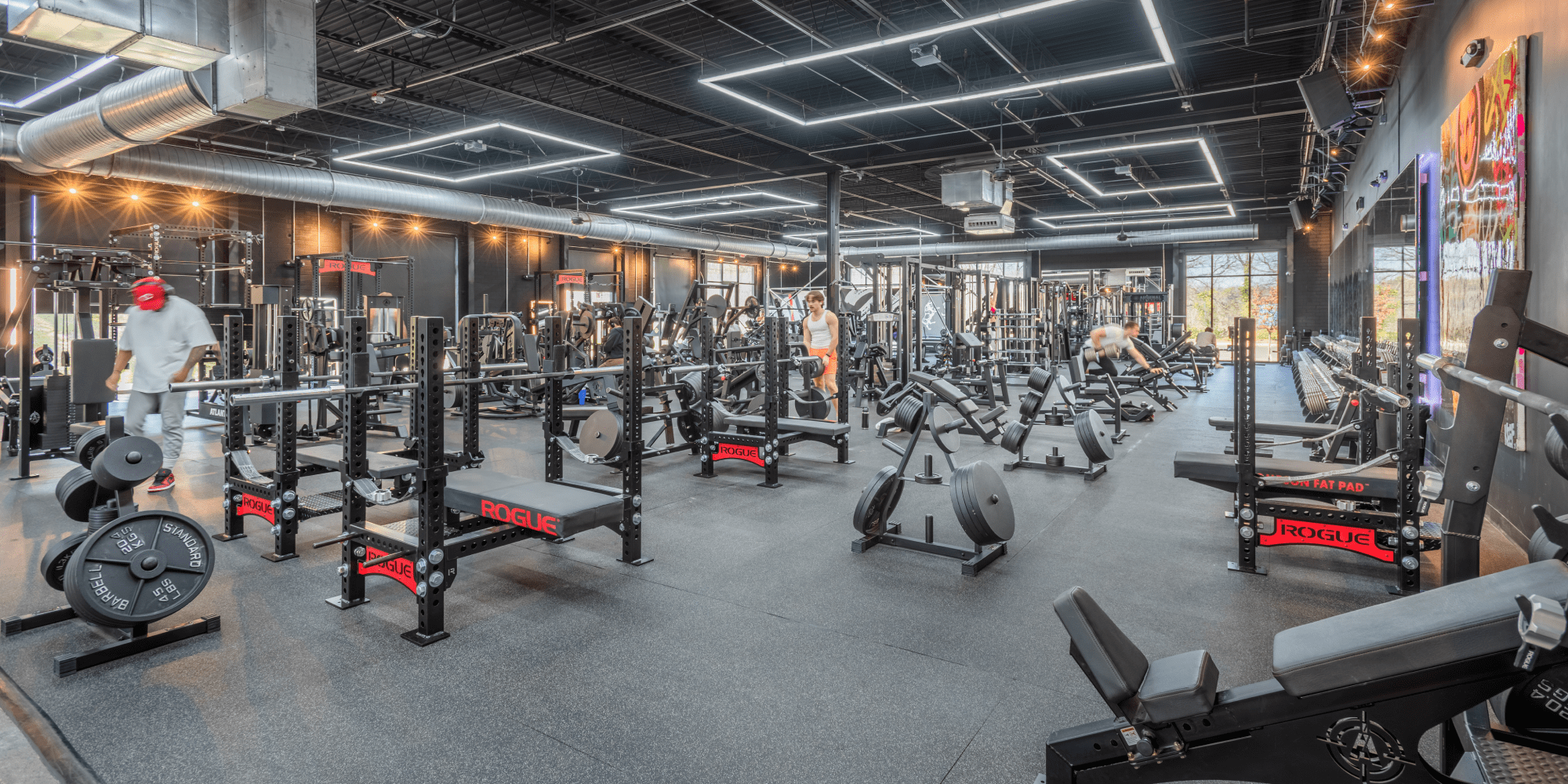 Interior photo of weight racks in 2320 Toomey building